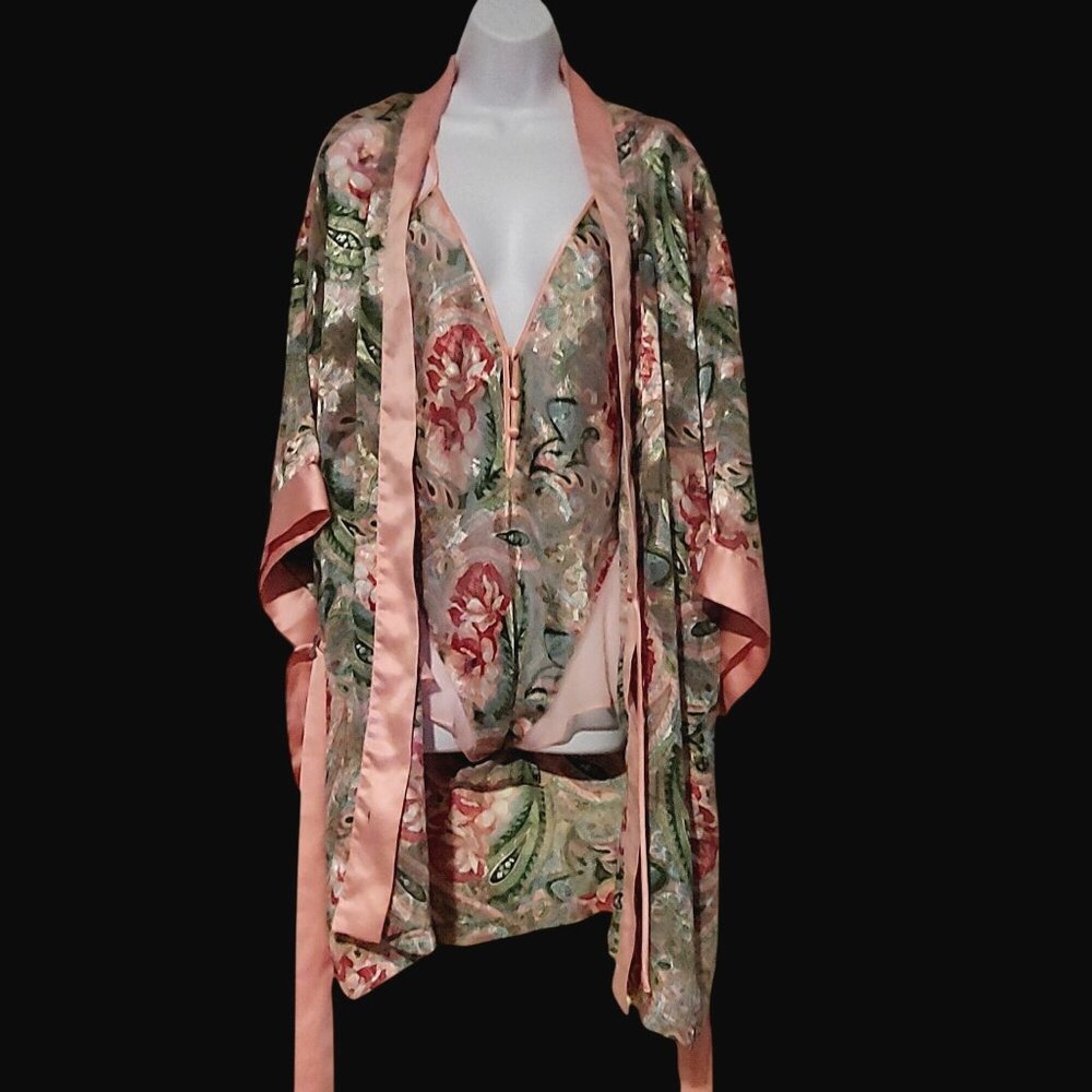 Vtg Victoria’s Secret Floral 2-Piece Set Romantic Floral Feminine Lingerie Sheer